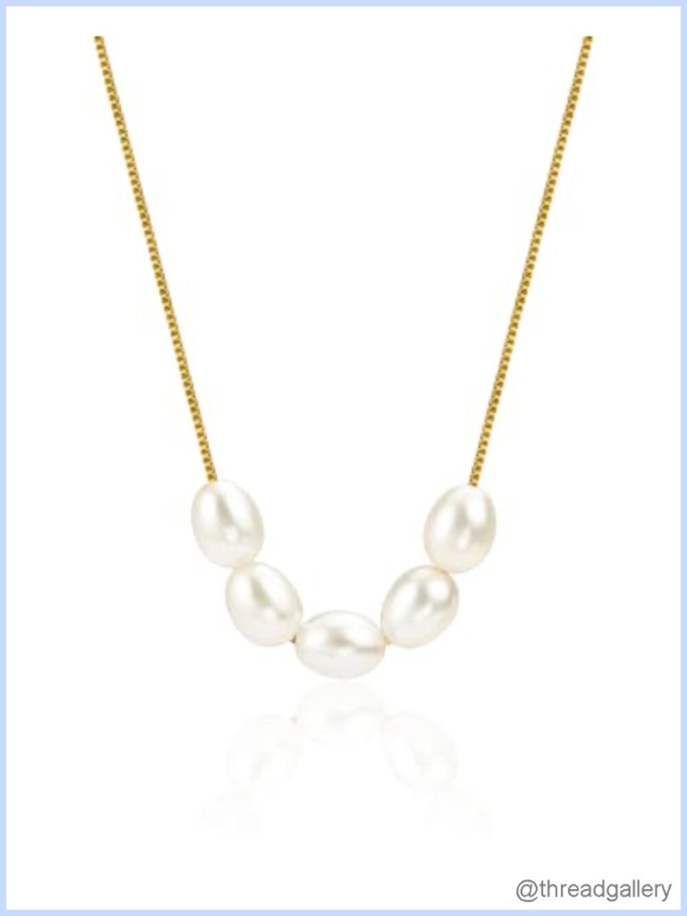 Freshwater Pearl Pendant Necklace 18K Gold Plated Box Chain Adjustable
